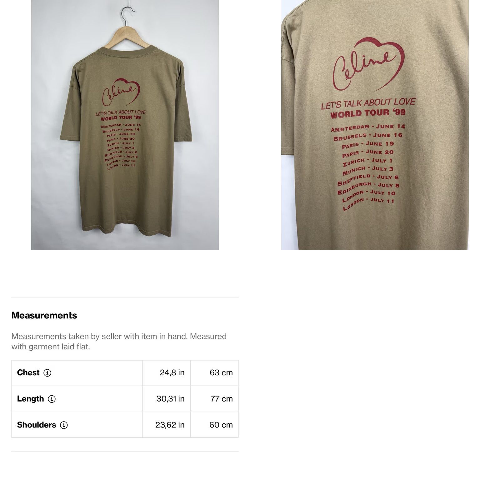 Delta VINTAGE Celine Dion Lets Talk About Love Tour T-Shirt Delta XL Adult Brown 1999 Size US XL / EU 56 / 4 - 8 Thumbnail