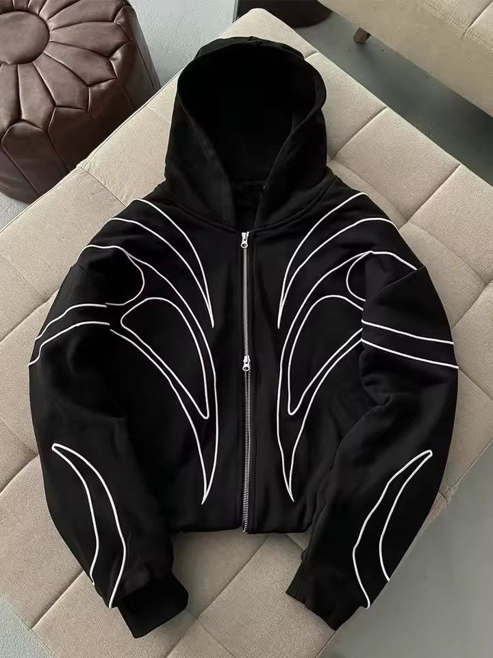 Japanese Brand Black Techwear Hoodie Line Zip-Up Streetwear Cyberpunk Goth Size US XL / EU 56 / 4 - 1 Thumbnail