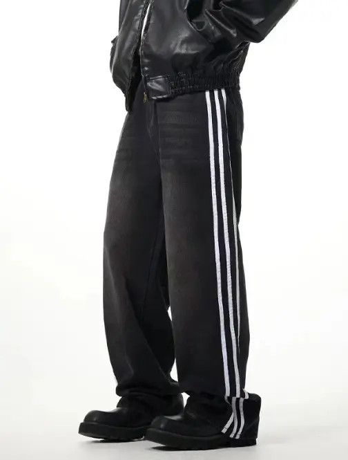 Japanese Brand American retro street washed wide-leg striped jeans Size US 32 / EU 48 - 7 Thumbnail