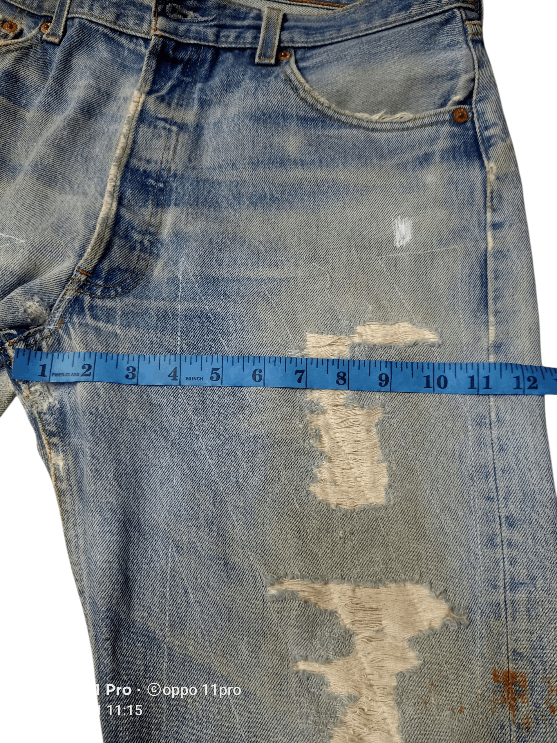 Levi's Vintage Clothing 💥 Vintage Levis 501( R ) Distressdenim PatchWork 💥 Size US 35 - 13 Thumbnail