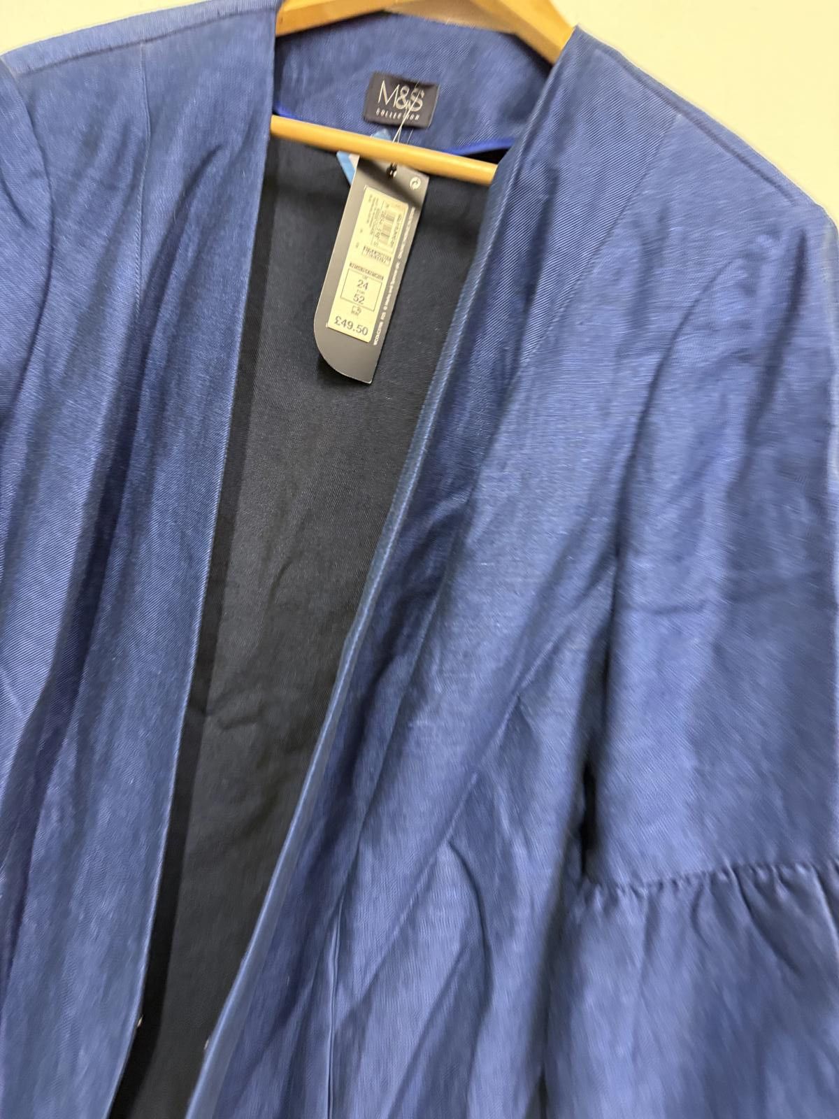 Other M&S Collection Blue Open Front Jacket with Ruffled Sleeves Size 3XL / US 20-22 - 3 Thumbnail