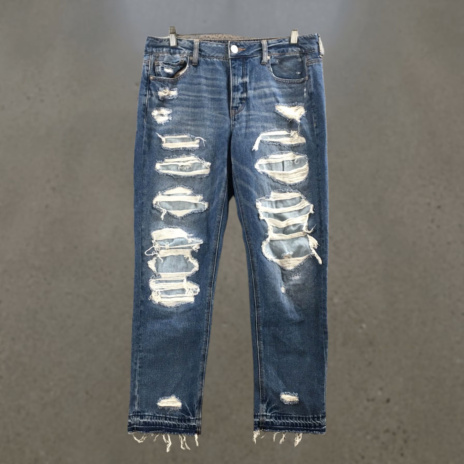 American Eagle Outfitters American Eagle Outfitters Jeans Women 10 Mid Rise Blue Denim Distressed Zip Fly Slim Skinny 5-Pocket Style Womens Size 32" / US 10 / IT 46 - 1 Thumbnail