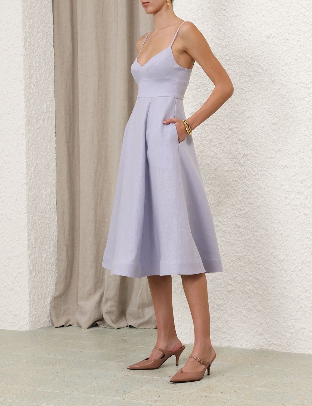 oc11z0825 Midi Picnic Dress in Sky Blue