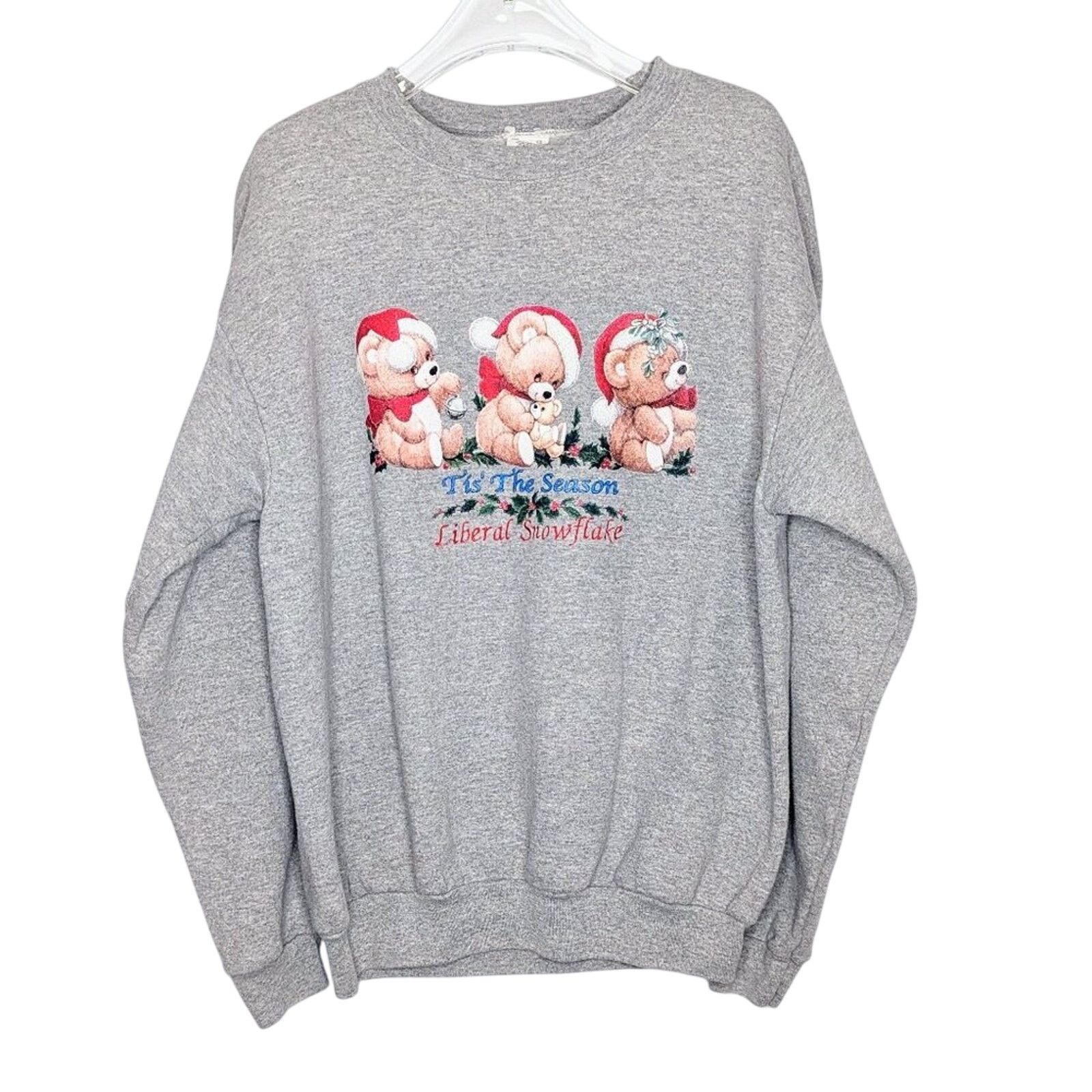 Vintage Upcycled Vintage Gray Liberal Snowflake Holiday Sweatshirt Size L / US 10 / IT 46 - 1 Thumbnail