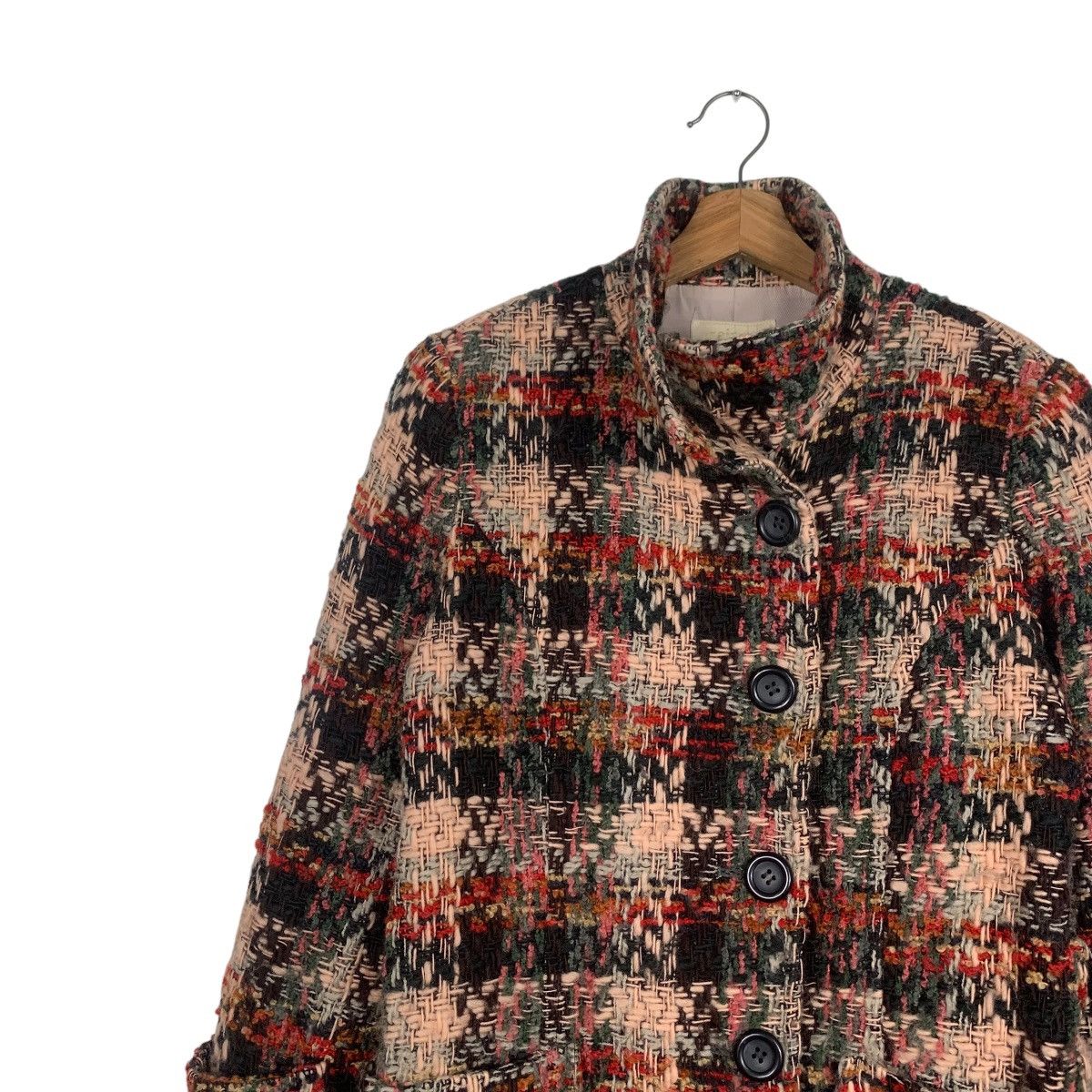 Japanese Brand RAISON Made in Japan Checkered Tweed Long Coat #1811-C20 Size S / US 4 / IT 40 - 6 Thumbnail