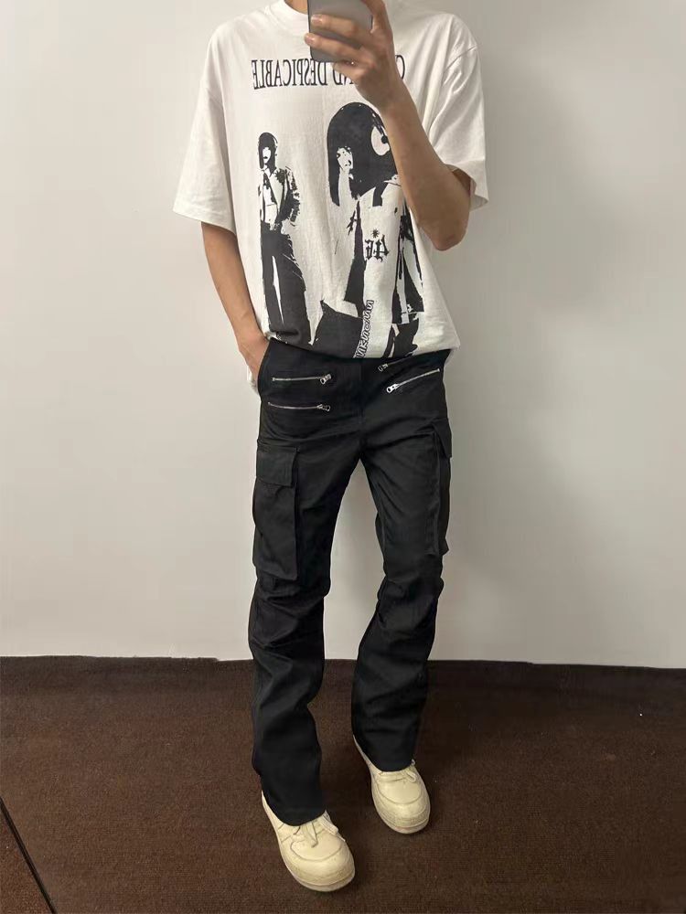 Japanese Brand × Vintage Black baggy casual pants with zipper pockets Size US 34 / EU 50 - 2 Thumbnail