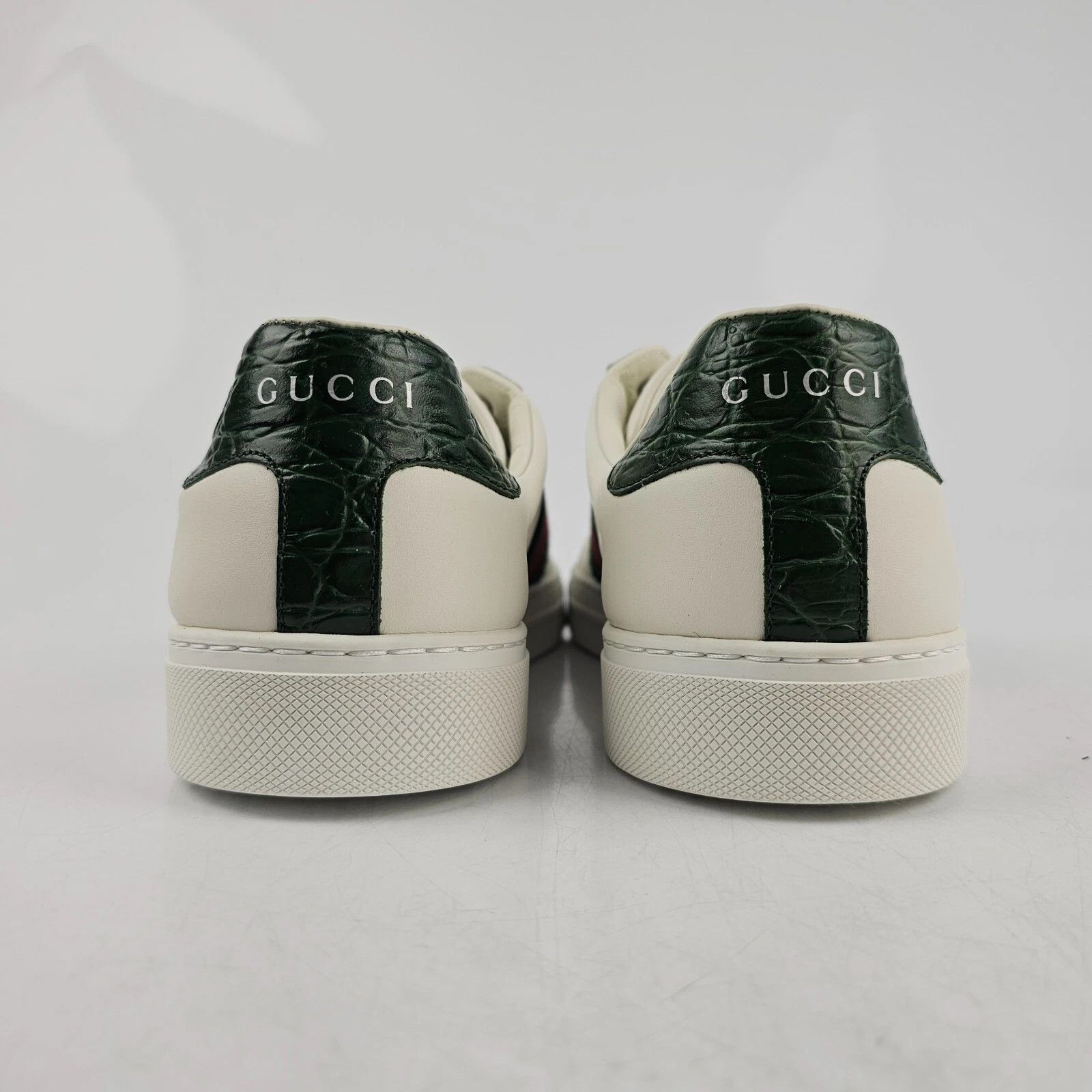 GUCCI Ace Women's White/Green Leather Low Top Sneakers New