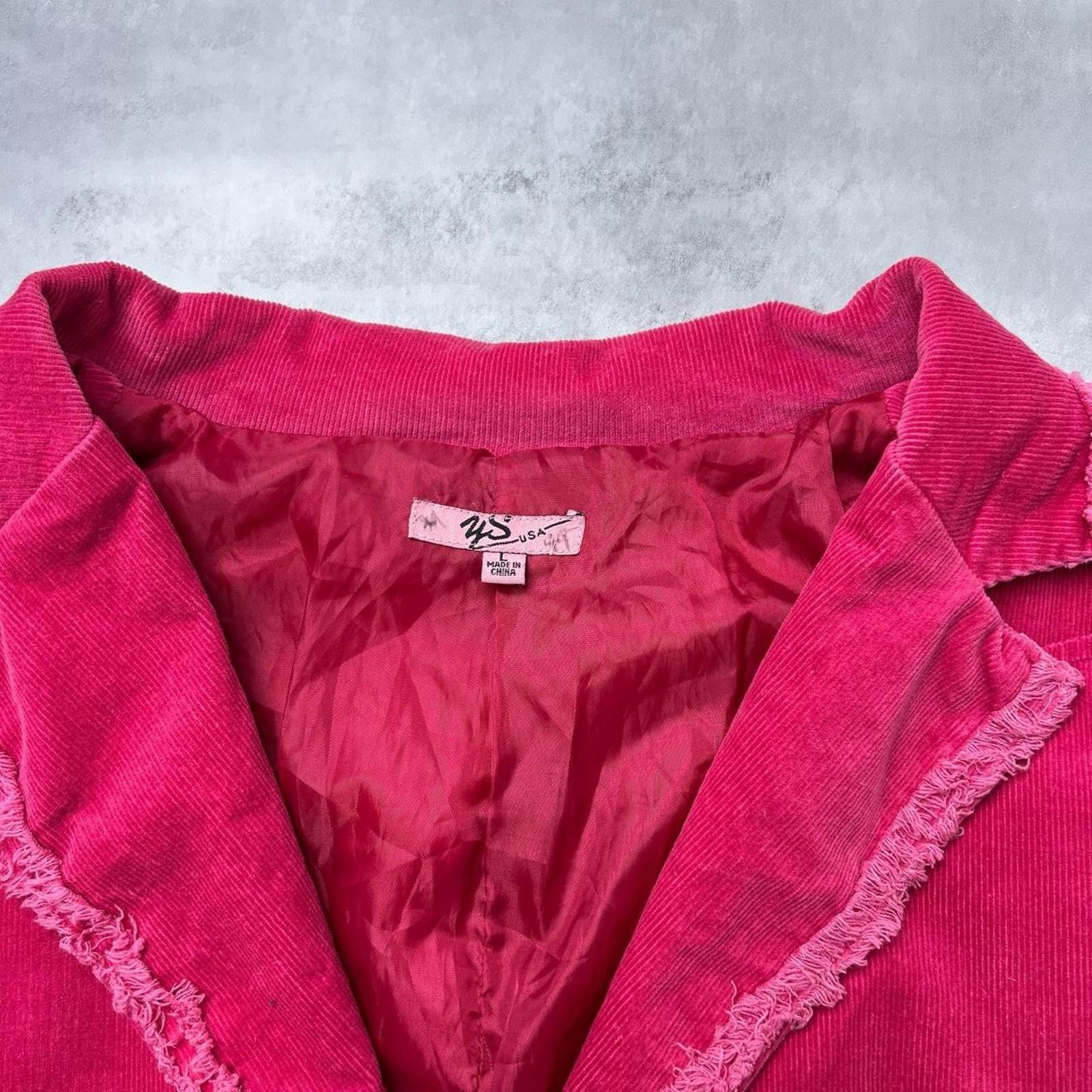 Other Y2K YS Pink Velvet jacket 00s rhinestones button jacket Size L / US 10 / IT 46 - 3 Thumbnail