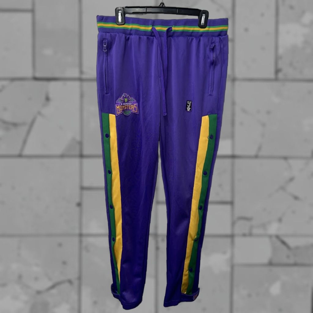 Vintage VINTAGE Big 3 Sweatpants Mens L Purple Striped Activewear Pants Size US 33 - 1 Thumbnail
