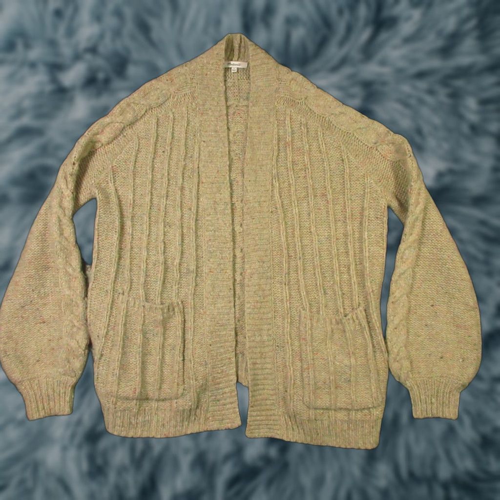 Madewell Madewell Cardigan Womens S Open Front Long Line Wool Alpaca Knit Beige Solid Oversized Long Sleeve Pullover Sweater Fall Winter Spring Size S / US 4 / IT 40 - 1 Thumbnail