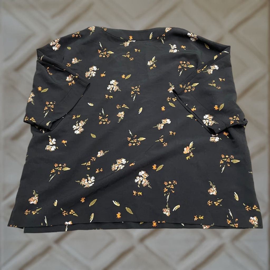 Madison Madison Floral Crop Top Womens XL Black V-Neck Short Sleeve Lightweight Blouse Size XL / US 12-14 / IT 48-50 - 1 Thumbnail