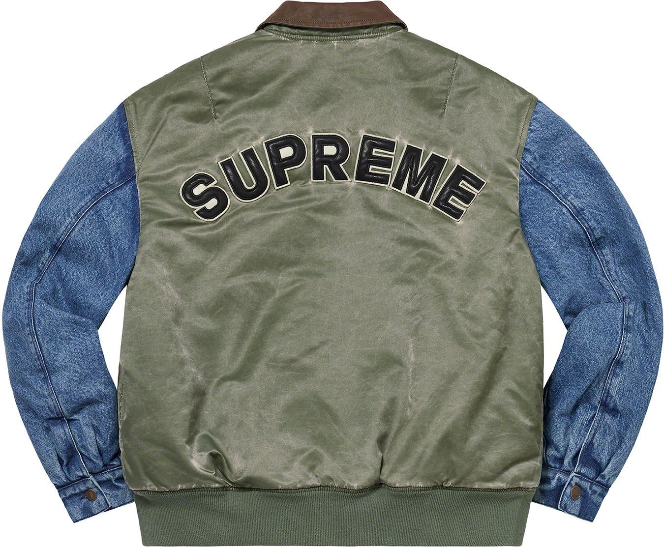 Supreme Supreme Denim Sleeve MA-1 'Olive' Size US L / EU 52-54 / 3 - 2 Thumbnail