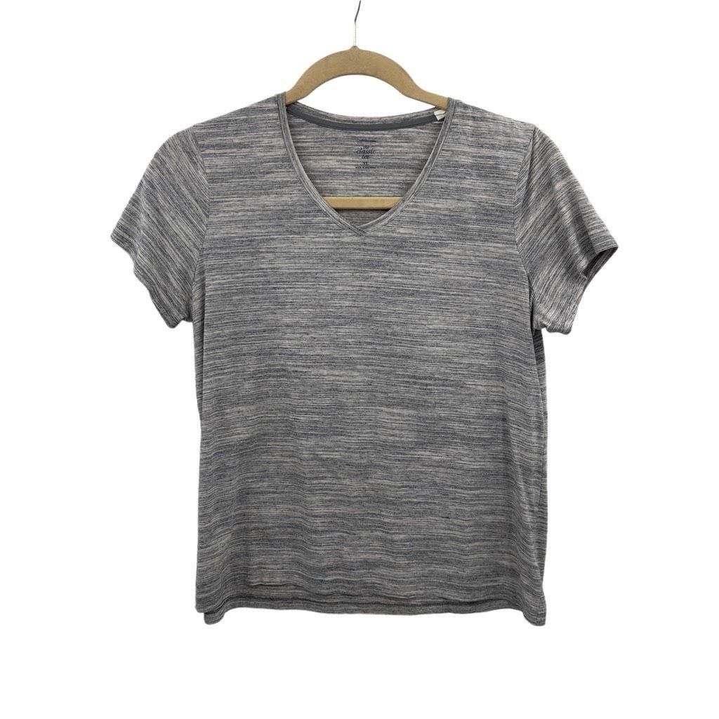 Croft & Barrow Croft & Barrow Space Dye V-neck Short Sleeve Cotton Blend T- Size XL / US 12-14 / IT 48-50 - 1 Thumbnail