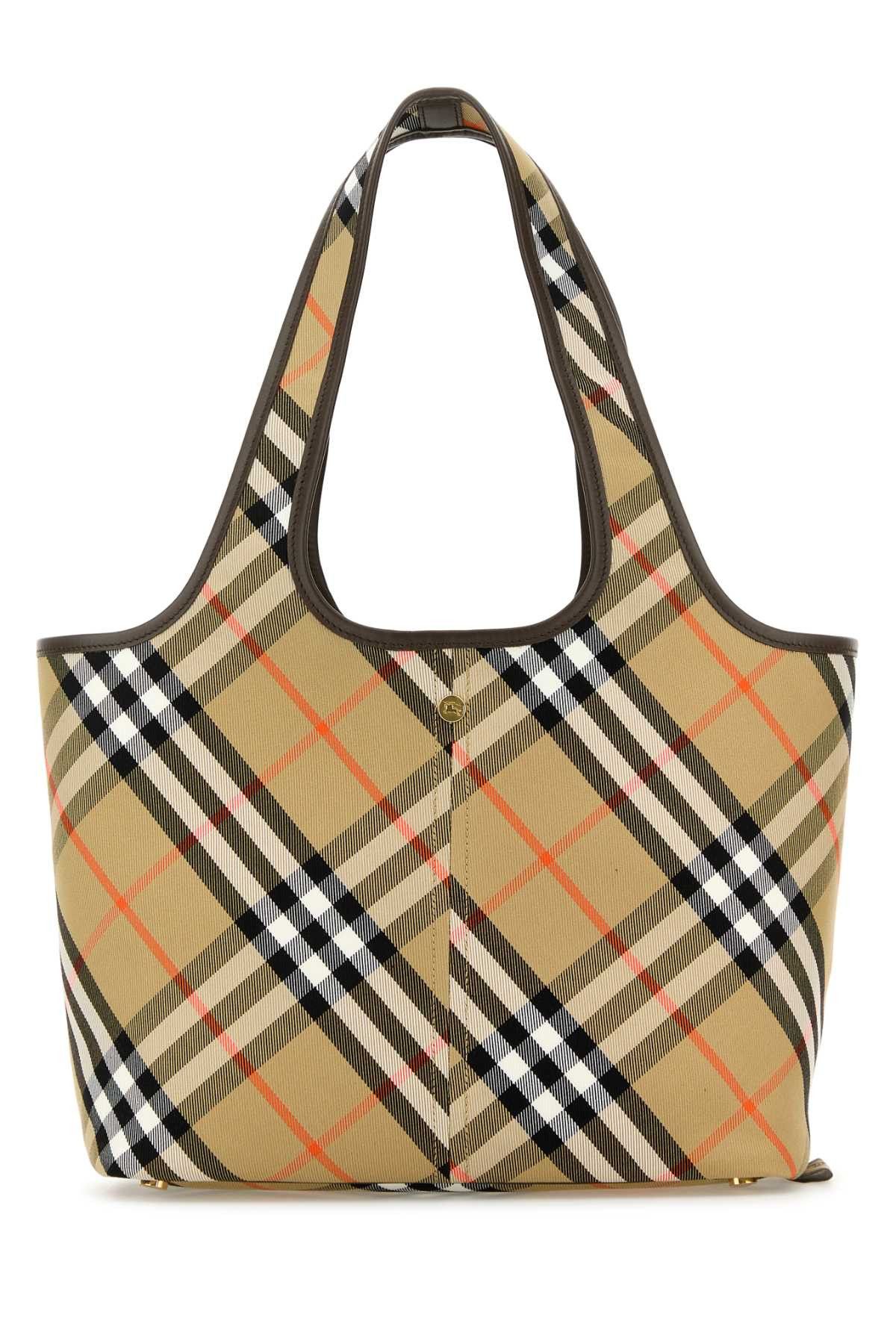 Burberry Embroidered Canvas Small Check Shopping Bag Size ONE SIZE - 1 Thumbnail