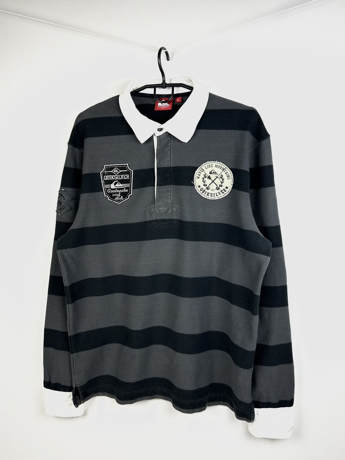 Quiksilver Vintage Quiksilver Striped Rugby Shirt Jersey Grey Y2K Size US L / EU 52-54 / 3 - 1 Thumbnail