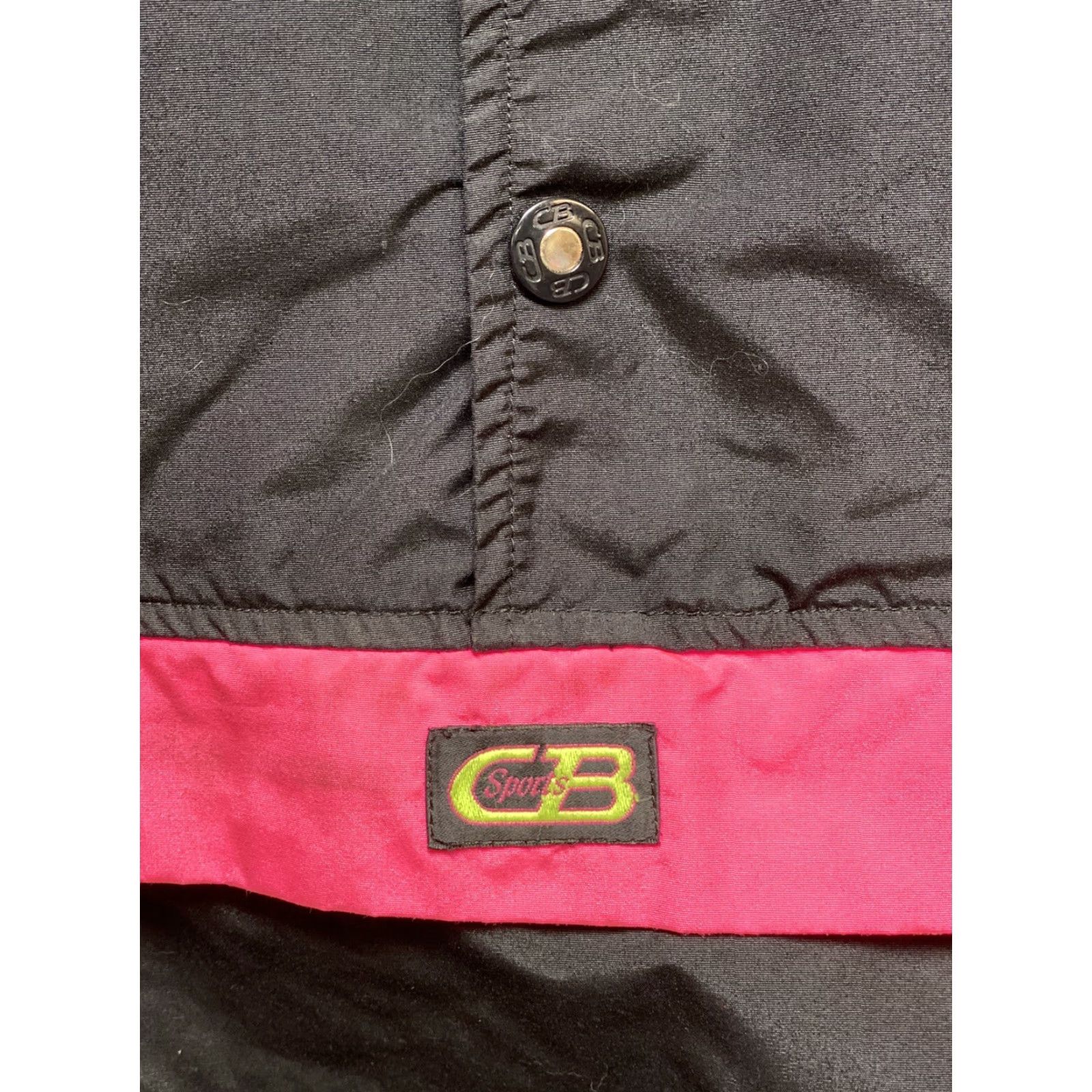 CB Sports VINTAGE CB Sports Jacket Men M/L Neon Pink Black Nylon 1989 1980s Pullover Kangaroo Pocket Snaps Modern Retro Look Men/Womens Size M / US 6-8 / IT 42-44 - 4 Thumbnail