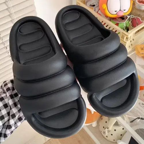 image of High Elastic Platform Slides in Black, Men's (Size 10)