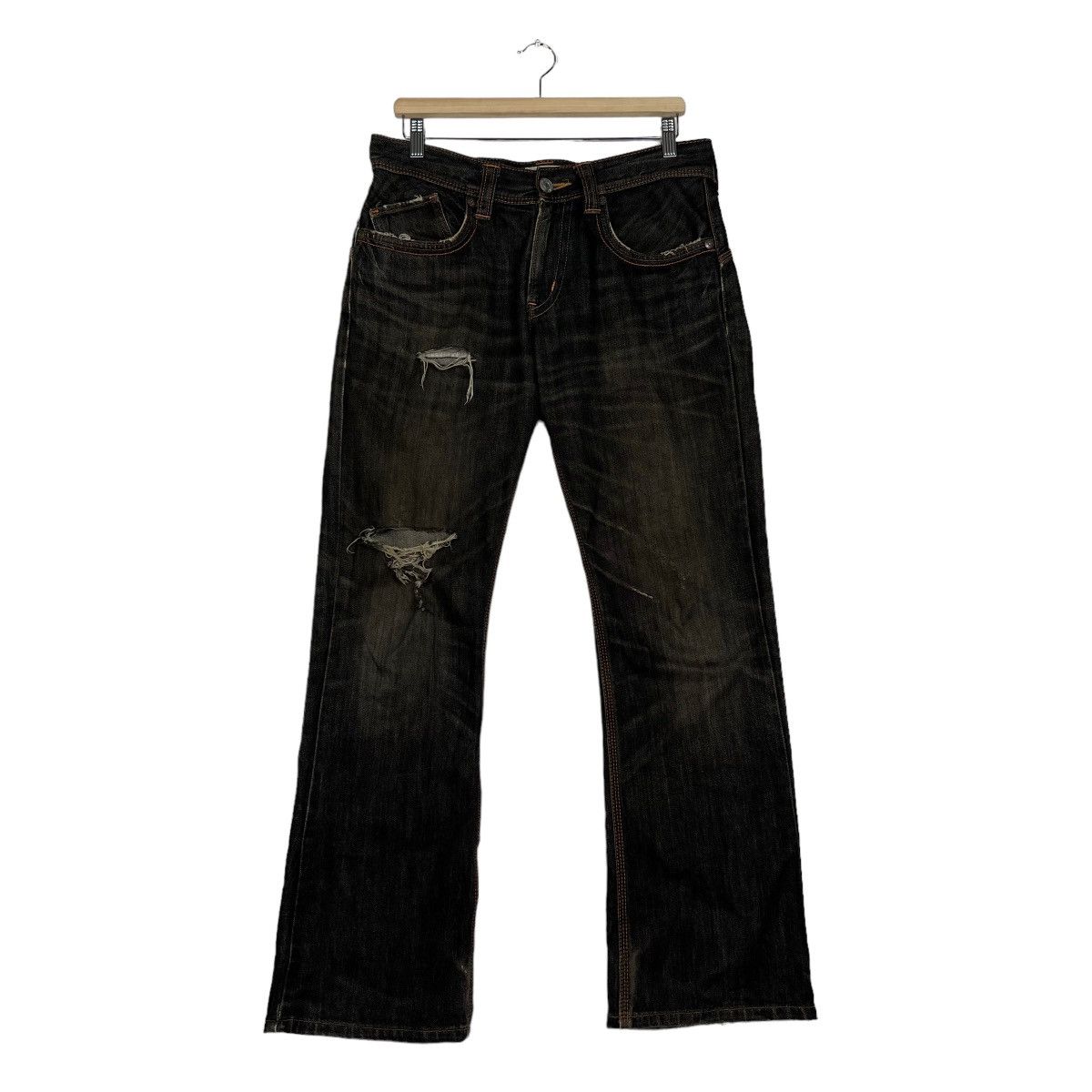Edwin 🔥 EDWIN XV BLACK DISTRESSED DENIM JEANS Size US 32 / EU 48 - 3 Thumbnail