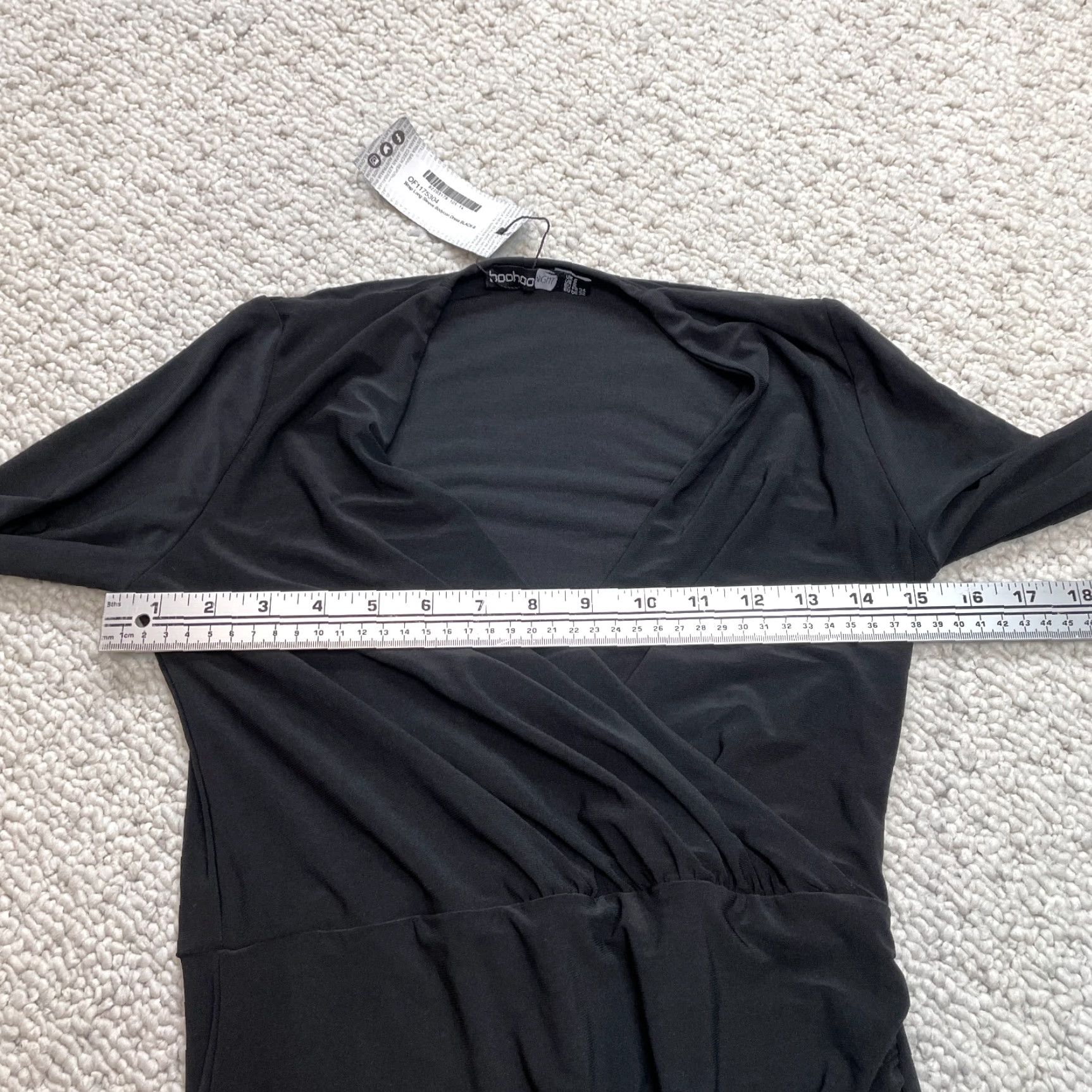 Boohoo VINTAGE Boohoo Night Dress Womens 2 Black Long Sleeve Wrap Bodycon Midi Stretch New NWT Size XS / US 0-2 / IT 36-38 - 4 Thumbnail