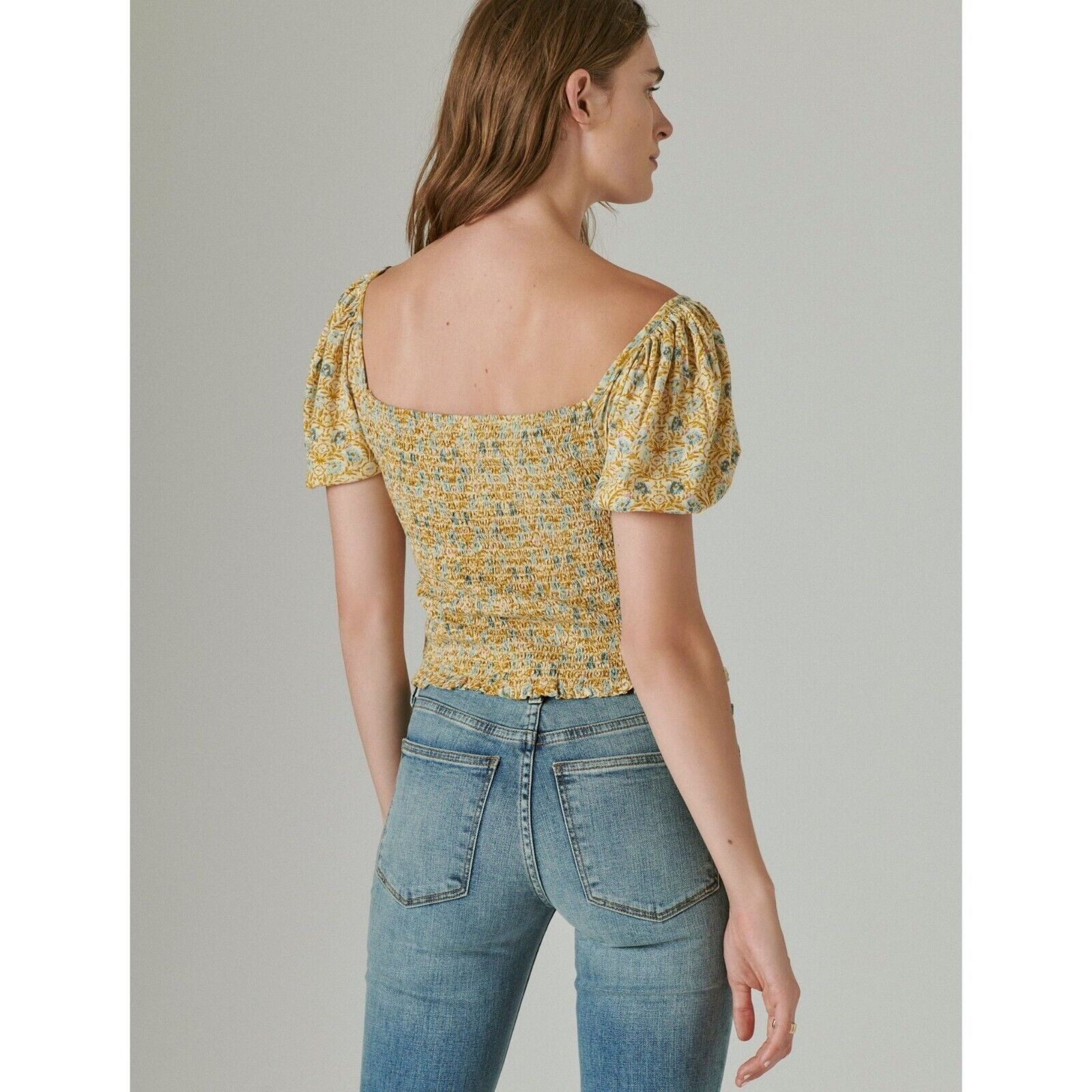 Lucky Brand Lucky Brand Women Cotton Floral Boho Smocked Blouse Size XL Size XL / US 12-14 / IT 48-50 - 3 Thumbnail