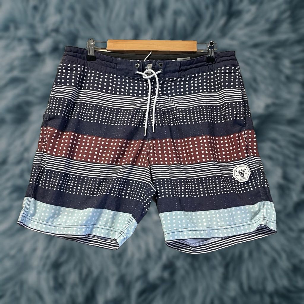 Vissla VISSLA Board Shorts Men Striped Multicolor Quick Dry Stretch 33 Surfing UV-Protection Back Pocket Mens Size ONE SIZE - 1 Thumbnail