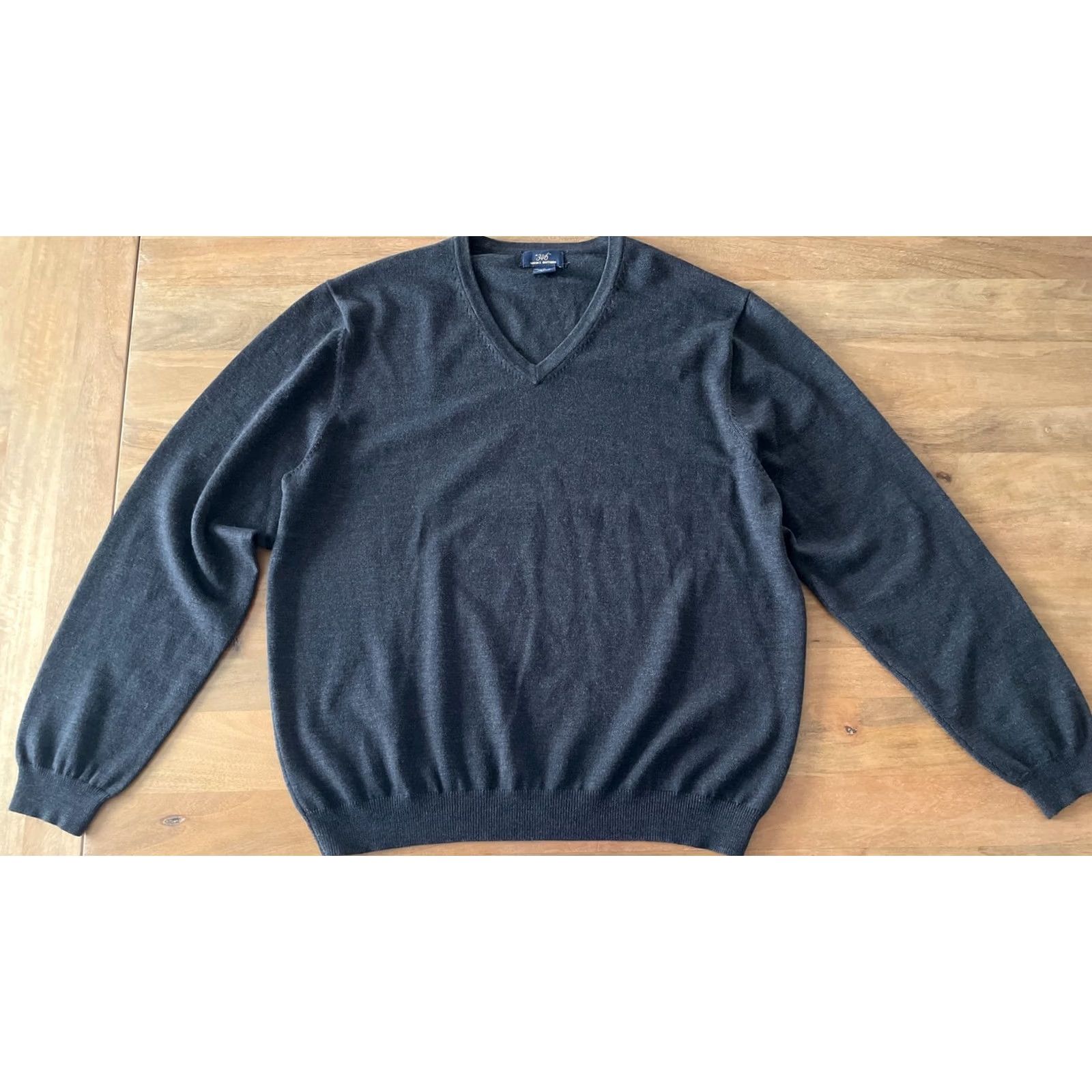 Brooks Brothers Brooks Brothers Sweater Mens XL Merino Wool V-Neck Pullover Knit Long Sleeve Dark Gray/Gray Tie-Dyed? No, solid. Size US XL / EU 56 / 4 - 2 Thumbnail