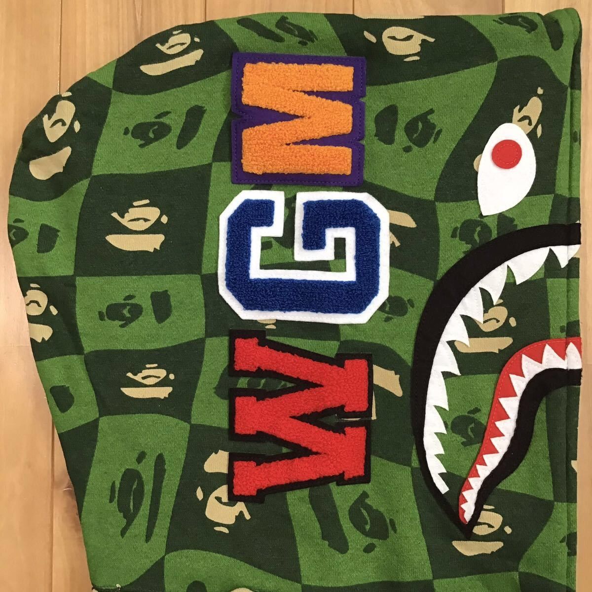 BAPE FACE logo shark full zip hoodie green a bathing ape