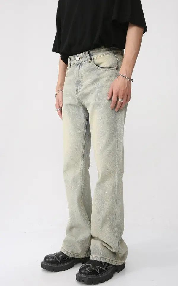 Japanese Brand Hiroko x Saki washed distressed flared straight jeans Size US 32 / EU 48 - 2 Thumbnail