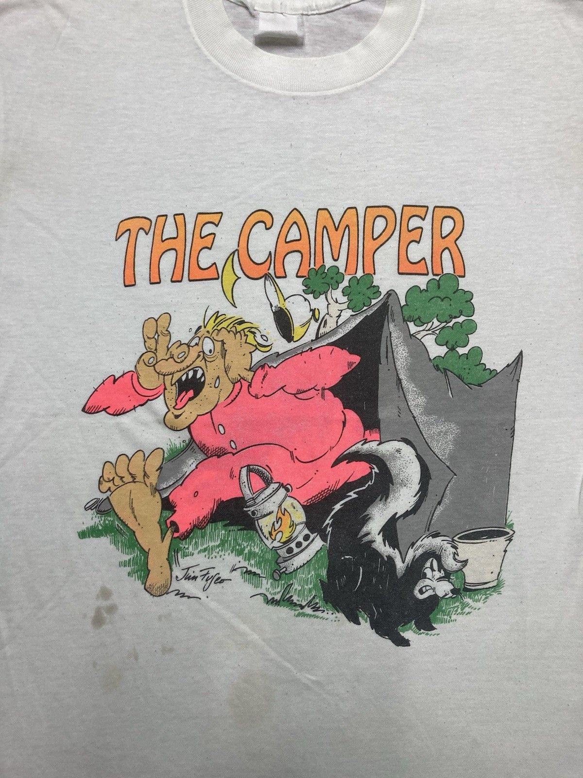 Vintage 80s t shirt the camper funny novelty skunk animal soft Large Size US L / EU 52-54 / 3 - 2 Thumbnail
