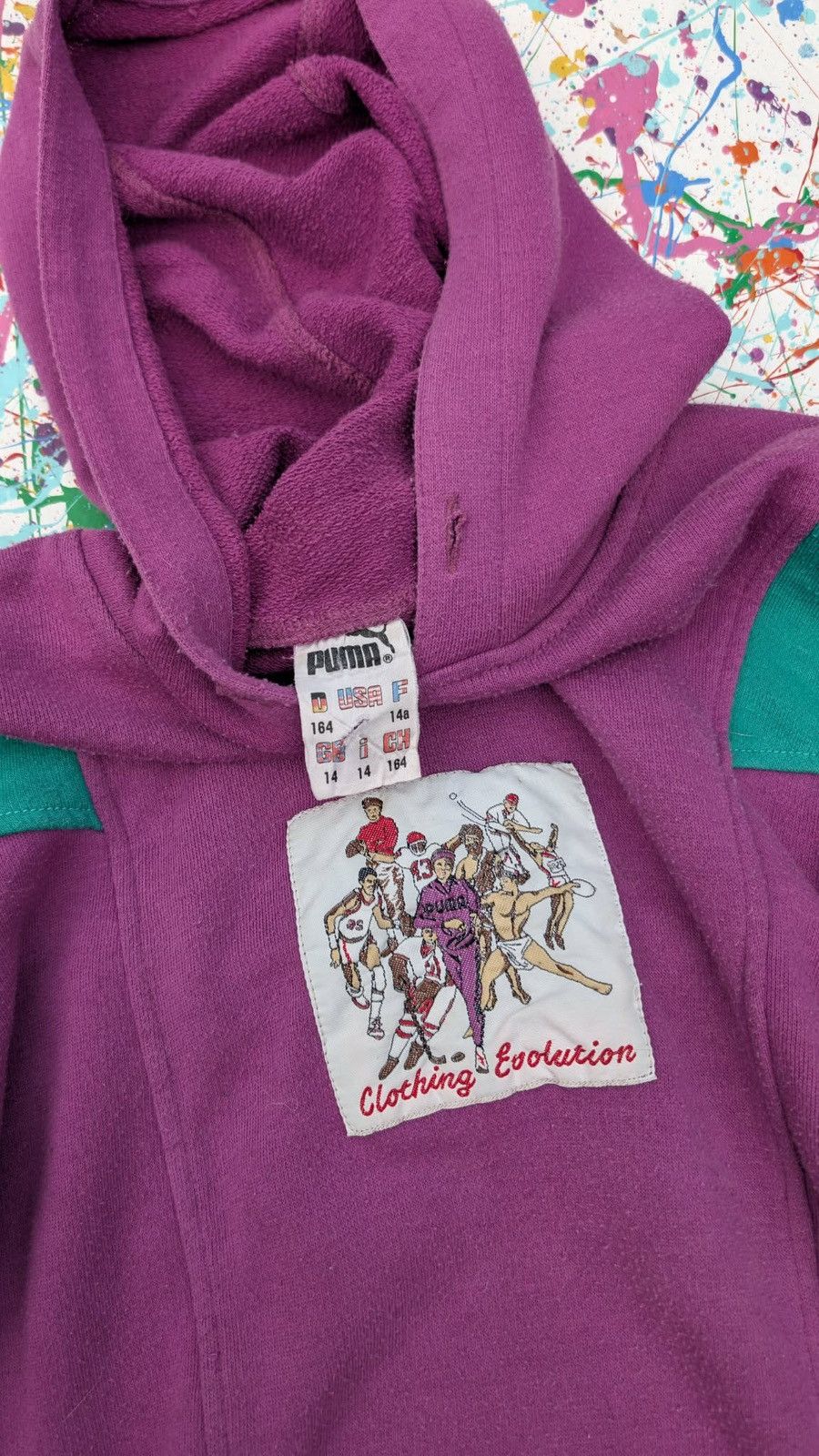 Puma Vintage puma hoodie 80s purple green running unisex Size US M / EU 48-50 / 2 - 9 Thumbnail