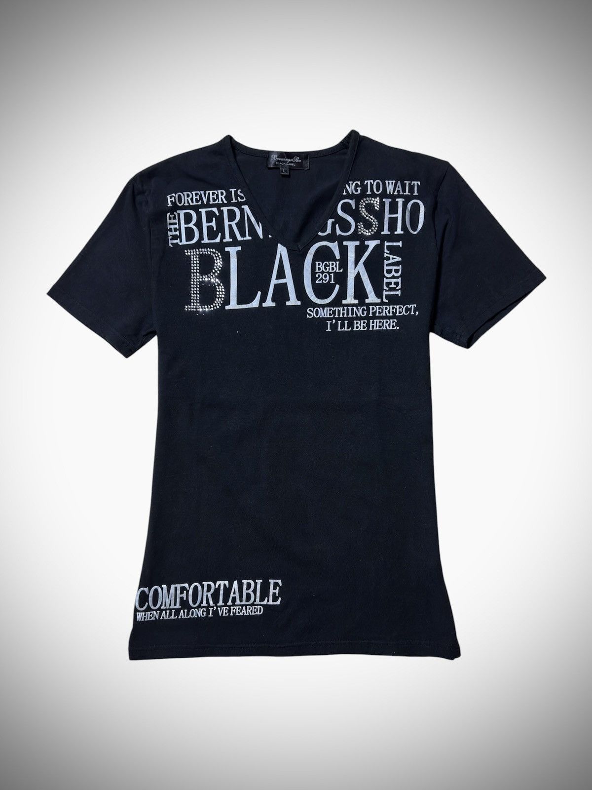 BERNINGS SHO 2000’s Berning’s Sho Black Label - Poem Ifsix Style T-Shirt Size US L / EU 52-54 / 3 - 1 Thumbnail