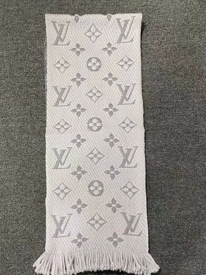 Louis Vuitton Louis Vuitton Silver-grey presbyopic full-print wool scarf Size ONE SIZE - 2 Thumbnail
