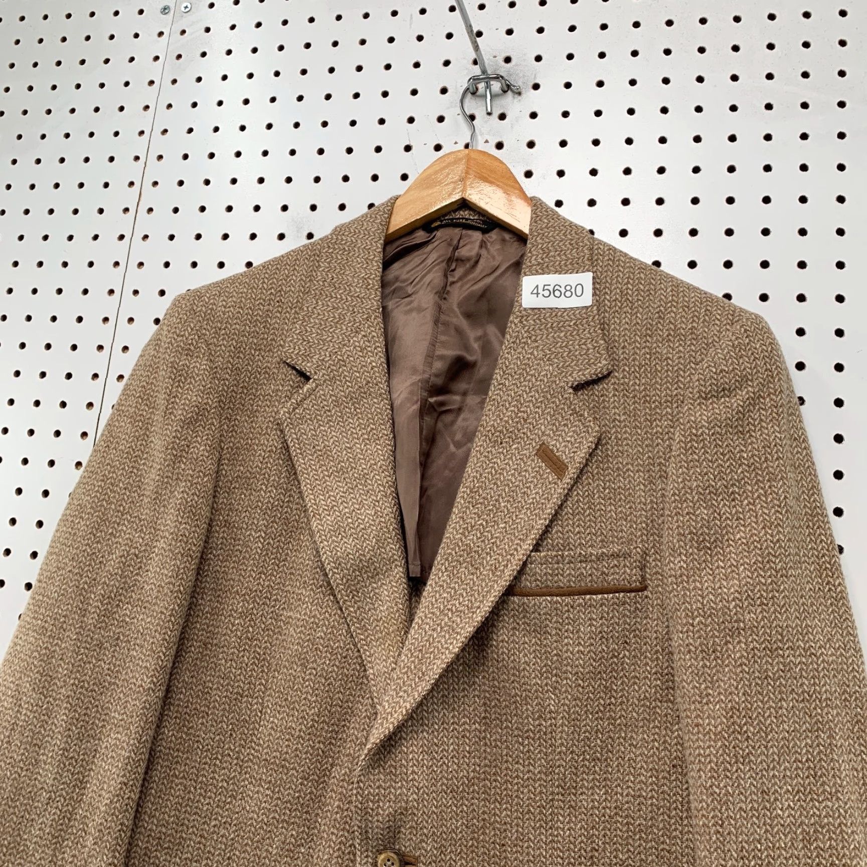 Vintage VINTAGE Whitehouse & Hardy Blazer Mens 38 Tweed Wool Brown USA Leather Pocket Flap 60s 70s Size 38R - 4 Thumbnail