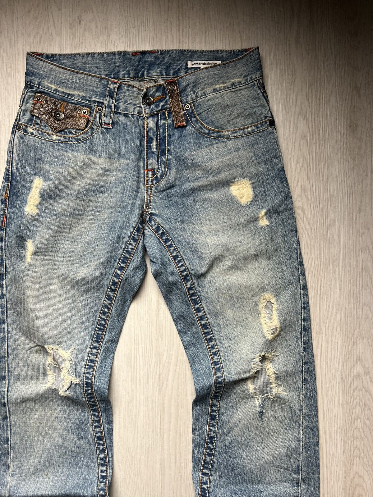 semanticdesign Semantic Design Snake Pocket Distressed Flared Jeans Size US 30 / EU 46 - 4 Thumbnail