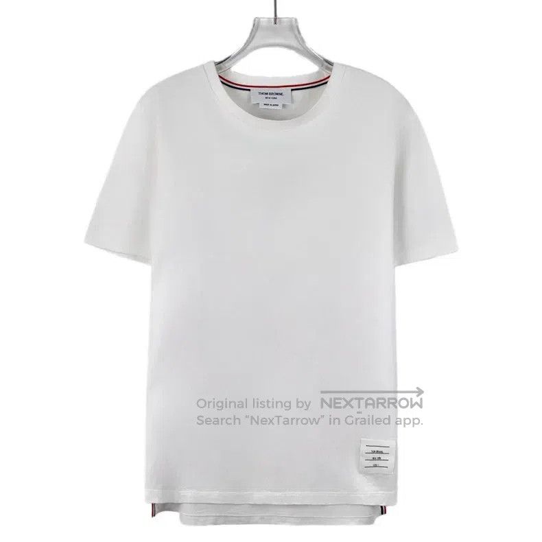 Thom Browne Thom Browne White cotton round-neck short-sleeved T-shirt Size US S / EU 44-46 / 1 - 1 Thumbnail