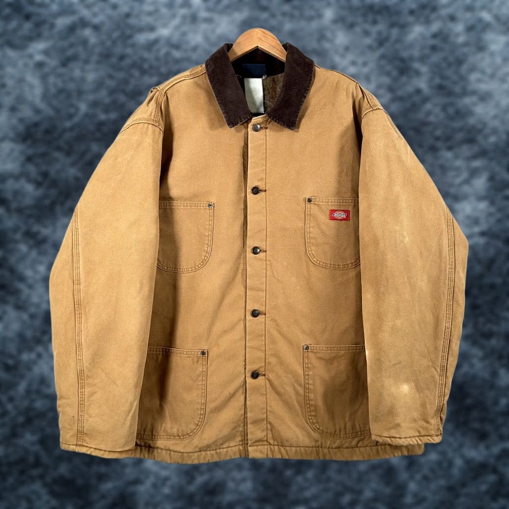 Dickies VINTAGE Dickies Jacket Corduroy Collar 2XL Brown Canvas Work Quilted Lined Insulated Wool 90s Mens Size US XXL / EU 58 / 5 - 1 Thumbnail