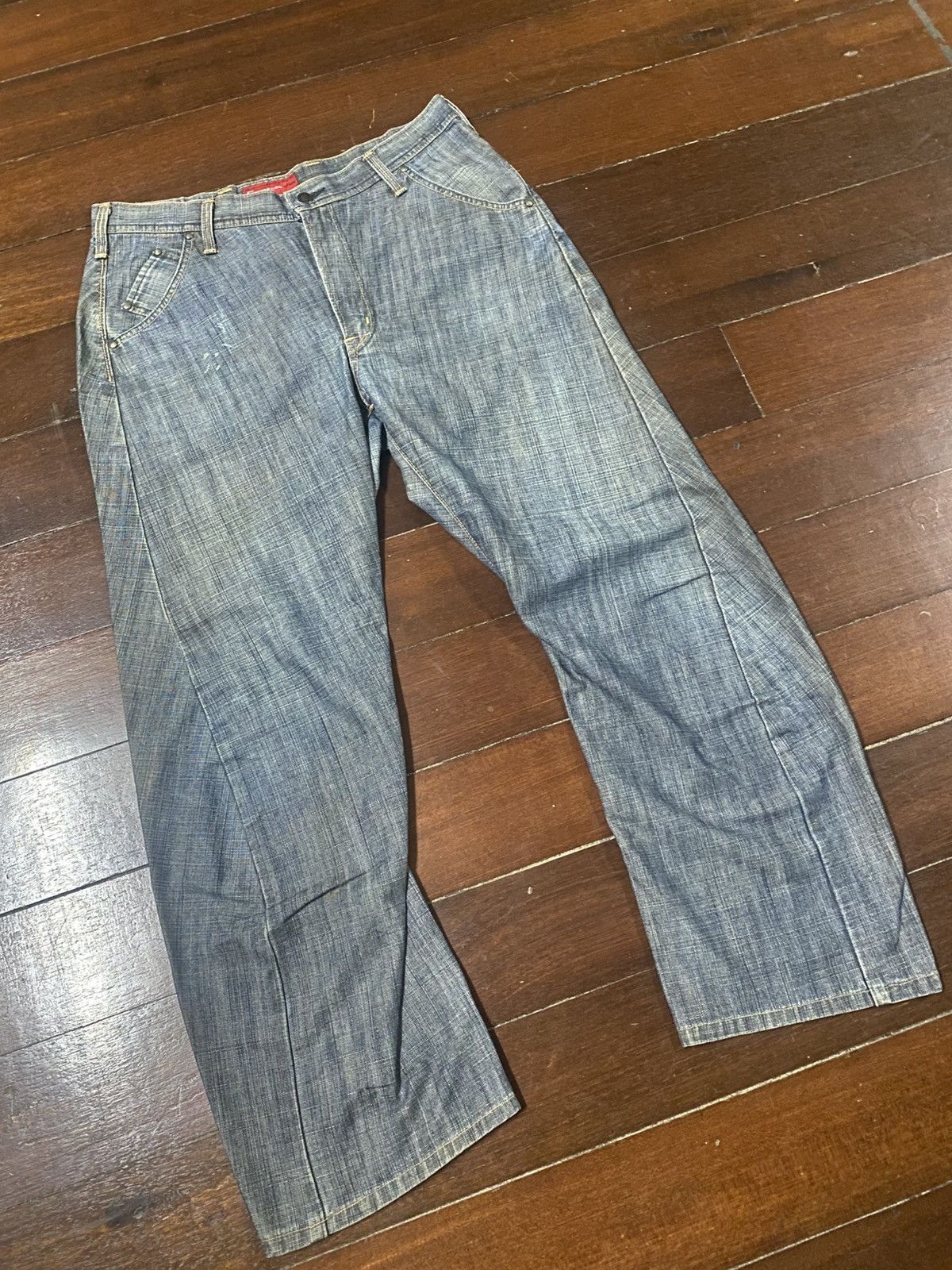 Edwin Vtg Wide Leg Jeans Edwin E Function Loose Denim Jnco Y2k Size US 35 - 3 Thumbnail