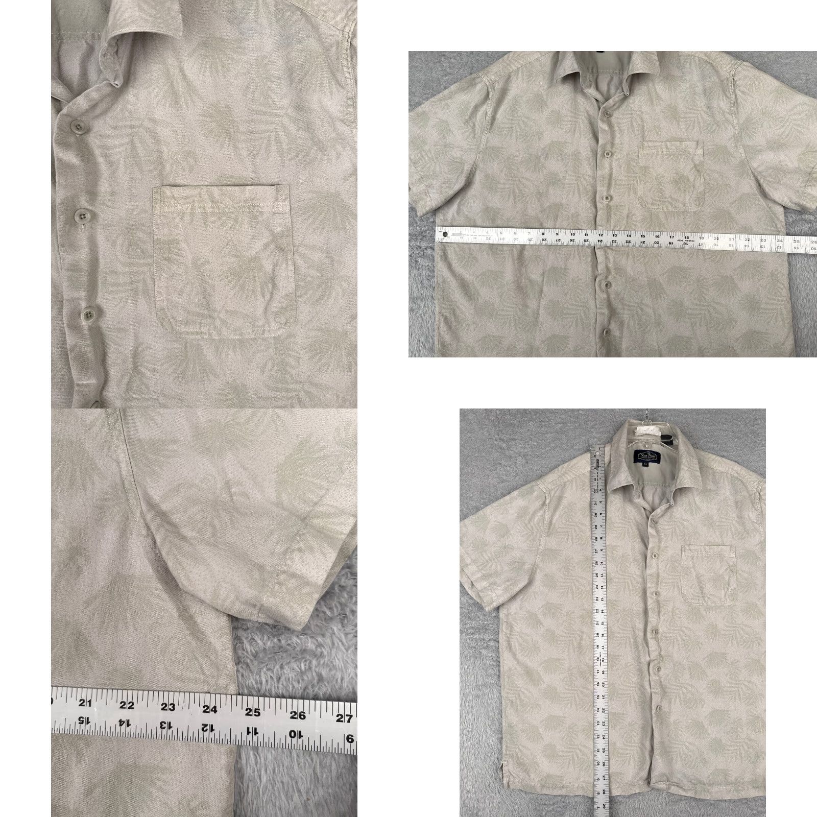 Nat Nast Nat Nast Shirt Mens XL Gray Palm Silk Blend Hawaiian Camp Short Sleeve Button-Up I guess Size US XL / EU 56 / 4 - 8 Thumbnail