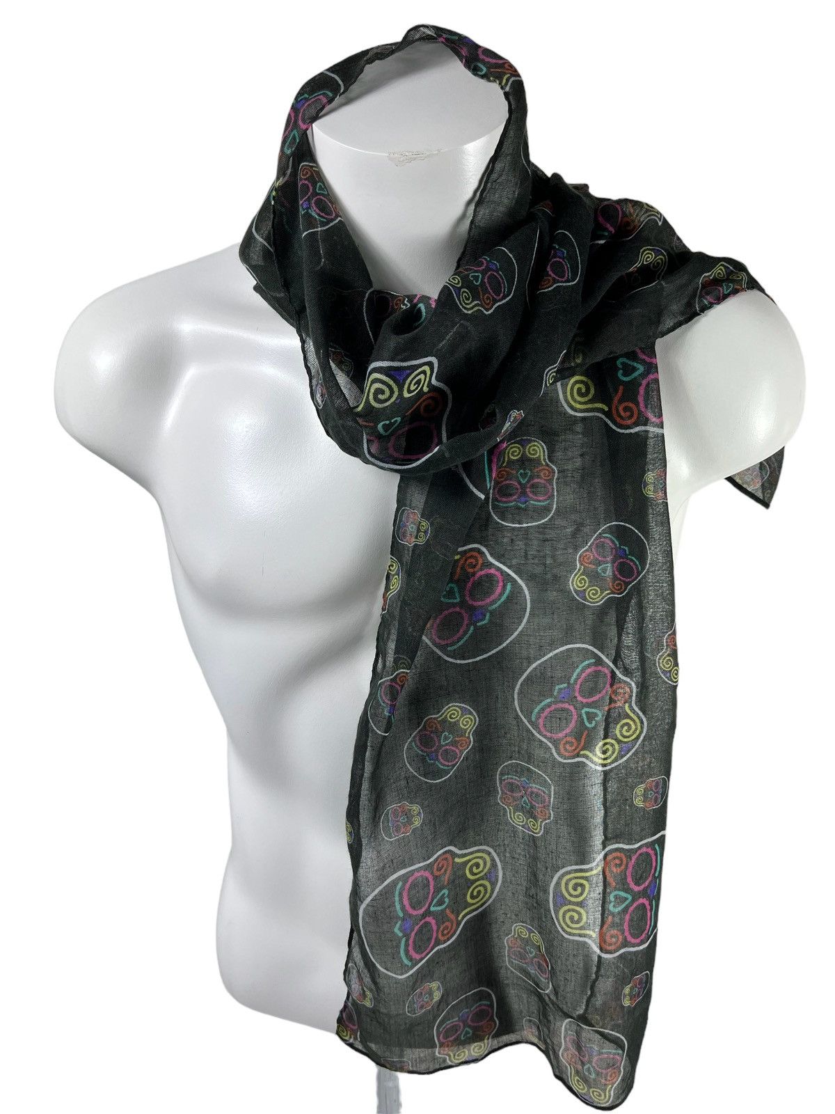 Designer Glow Skull Carnival Lightweight Scarf Size ONE SIZE - 1 Thumbnail