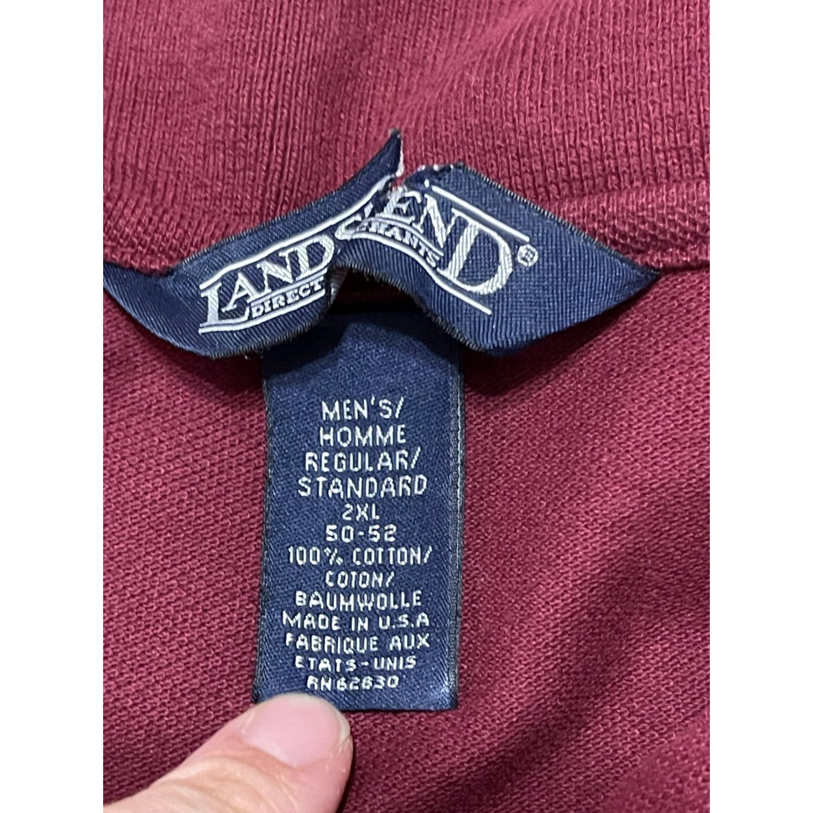 Lands' End Lands' End Shirt Mens 2XL Polo Long Sleeve Maroon Logo Size US XXL / EU 58 / 5 - 7 Thumbnail