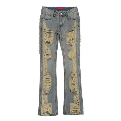 Jean ripped grunge flared damaged jeans Size US 34 / EU 50 - 6 Thumbnail