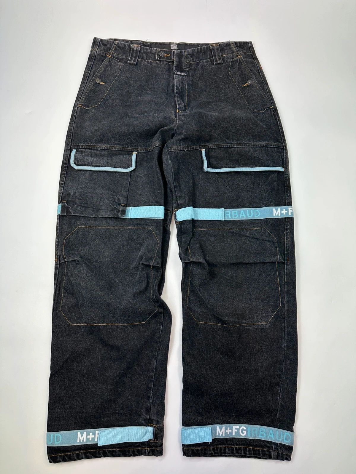 Marithe + Francois Girbaud Marithé + François Black & Blue Baggy Velcro Denim Pants Size US 36 / EU 52 - 1 Thumbnail