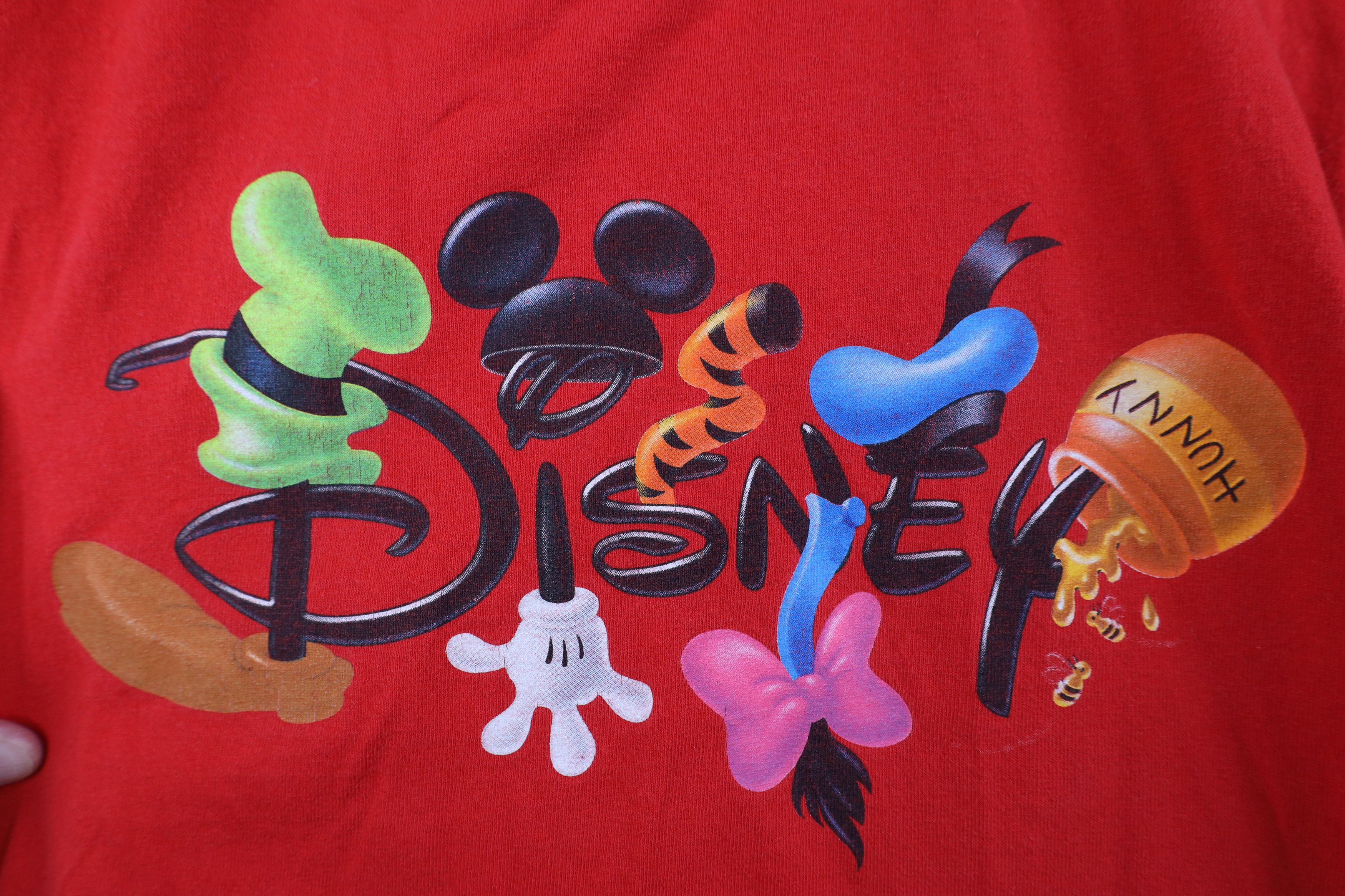 Disney Vintage 90s Y2K Disney Spell Long Sleeve T-Shirt Red Cotton Size XL / US 12-14 / IT 48-50 - 4 Thumbnail