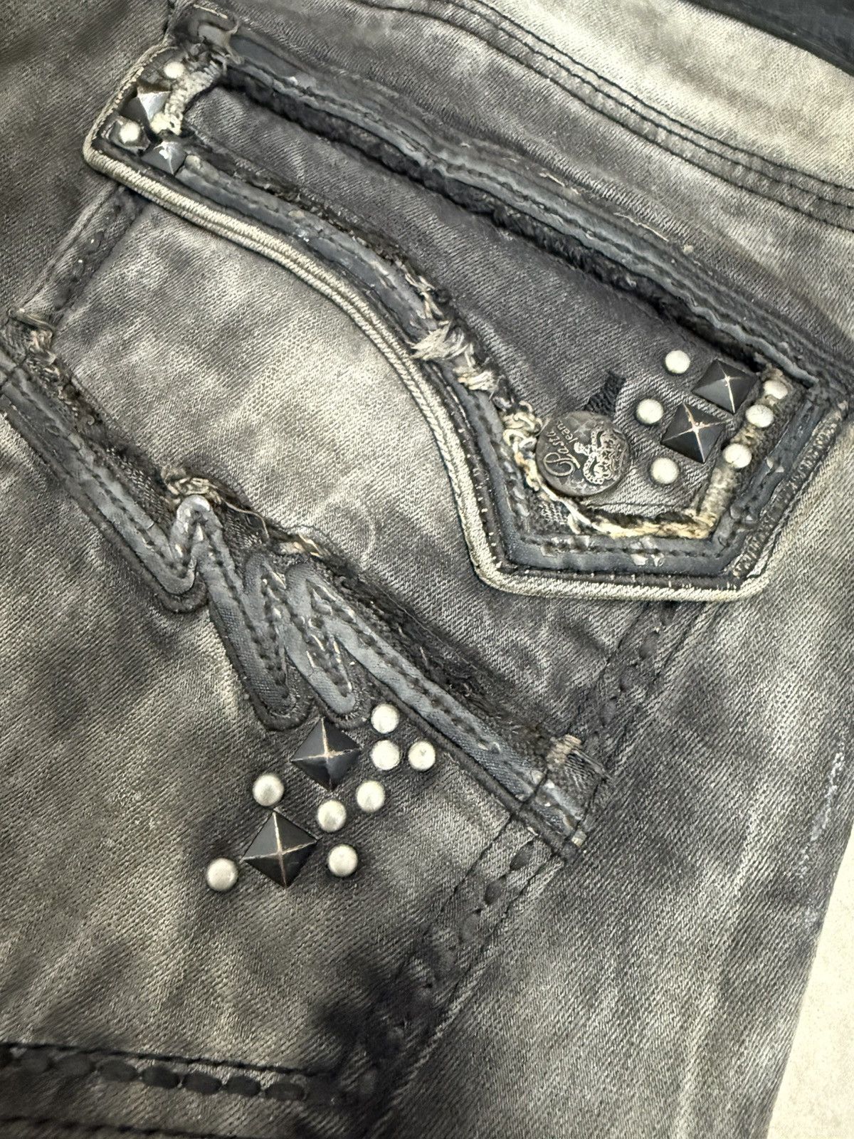 Hysteric Glamour Pasta Denim Studded Shadow Wash Claw Mark Jeans Size US 30 / EU 46 - 20 Thumbnail