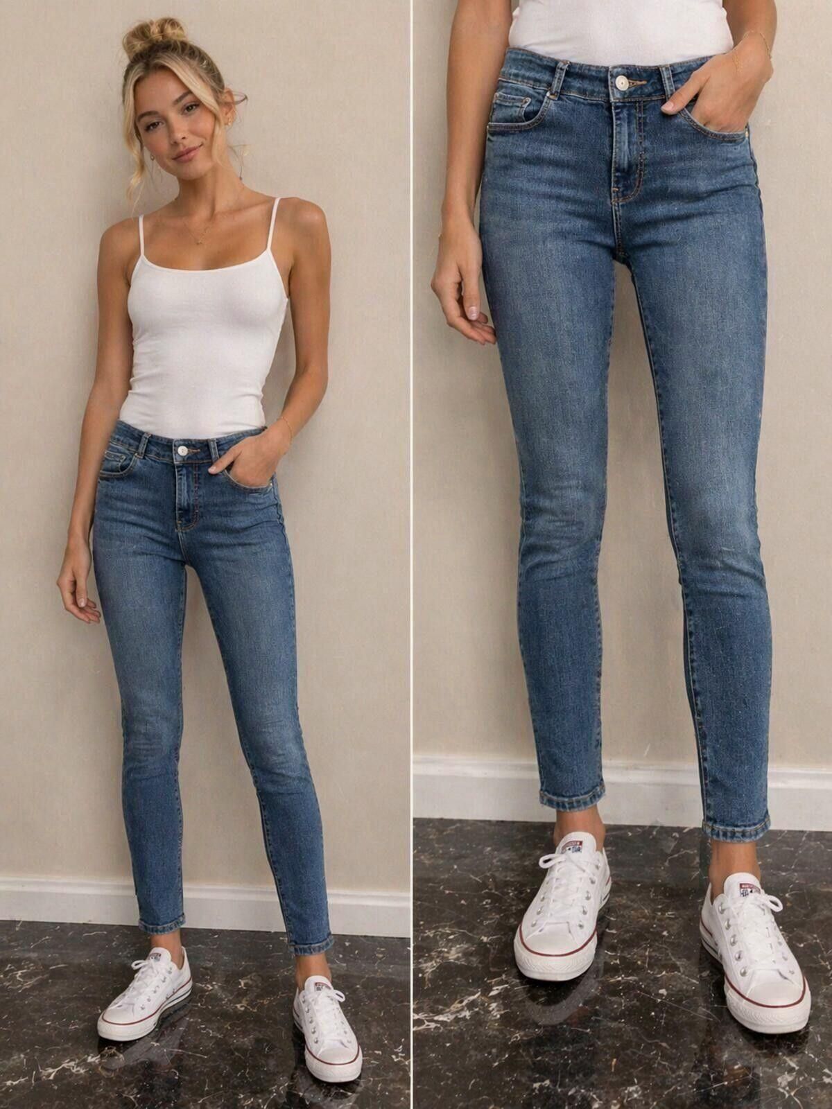 Zara Zara High-Rise Skinny Jeans in Classic Blue Denim Size 6 Size 28" / US 6 / IT 42 - 1 Thumbnail