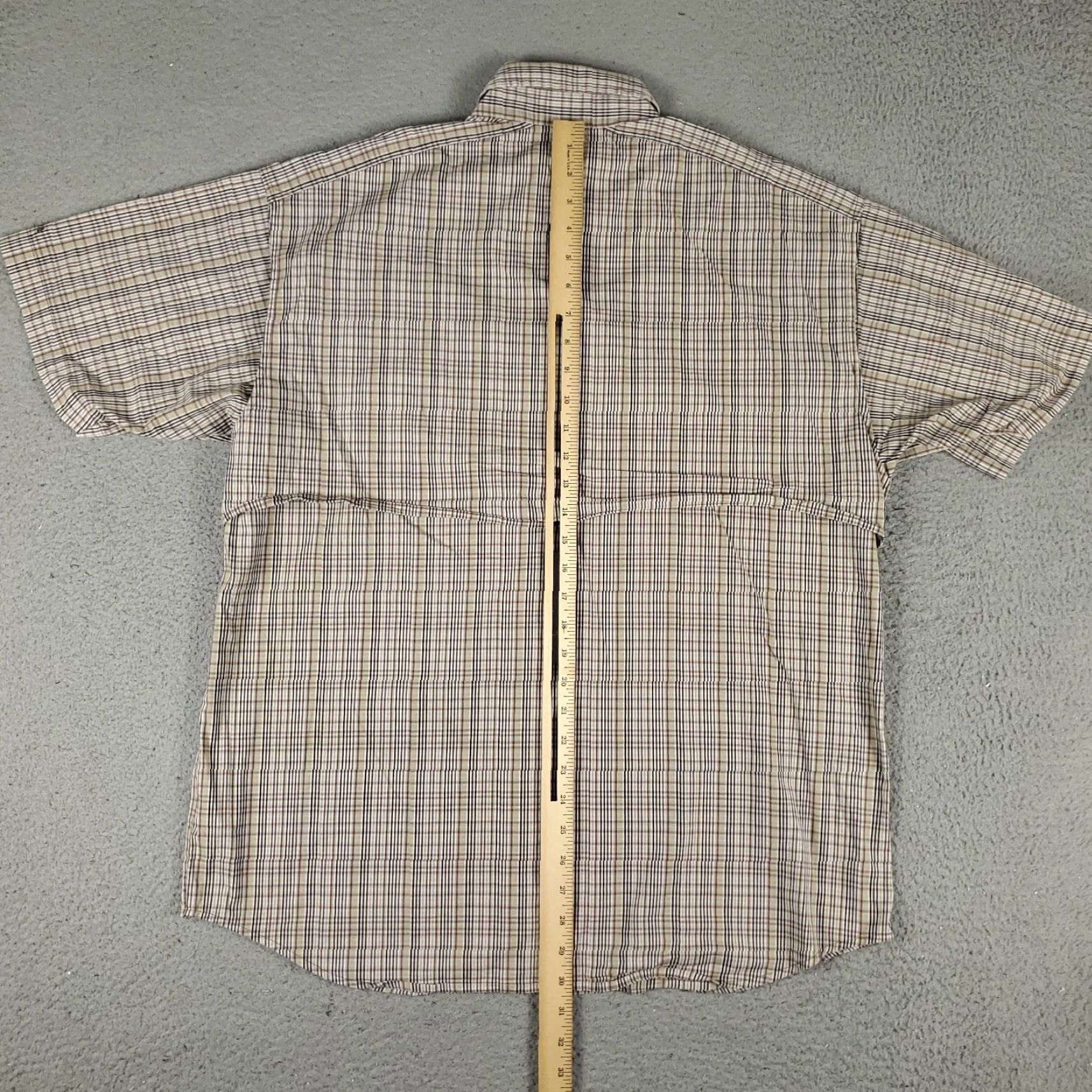 Vintage Columbia Shirt Mens Medium Beige Plaid Button-Up Short Sleeve Casual Wear 100% Cotton Blend Size US M / EU 48-50 / 2 - 3 Thumbnail