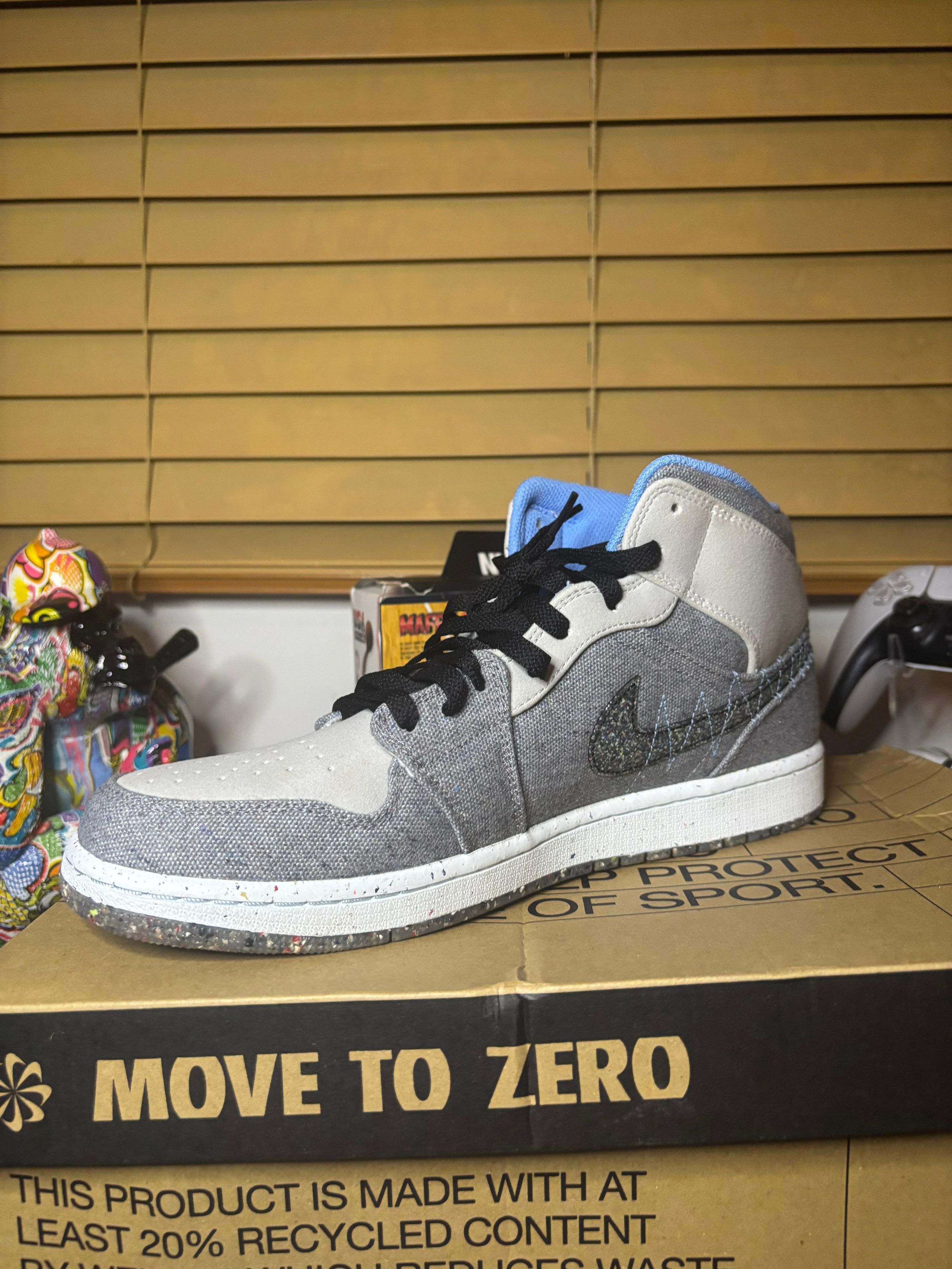 Jordan Brand Nike Air Jordan 1 Mid Crater Grey University Blue Size US 11 / EU 44 - 3 Thumbnail