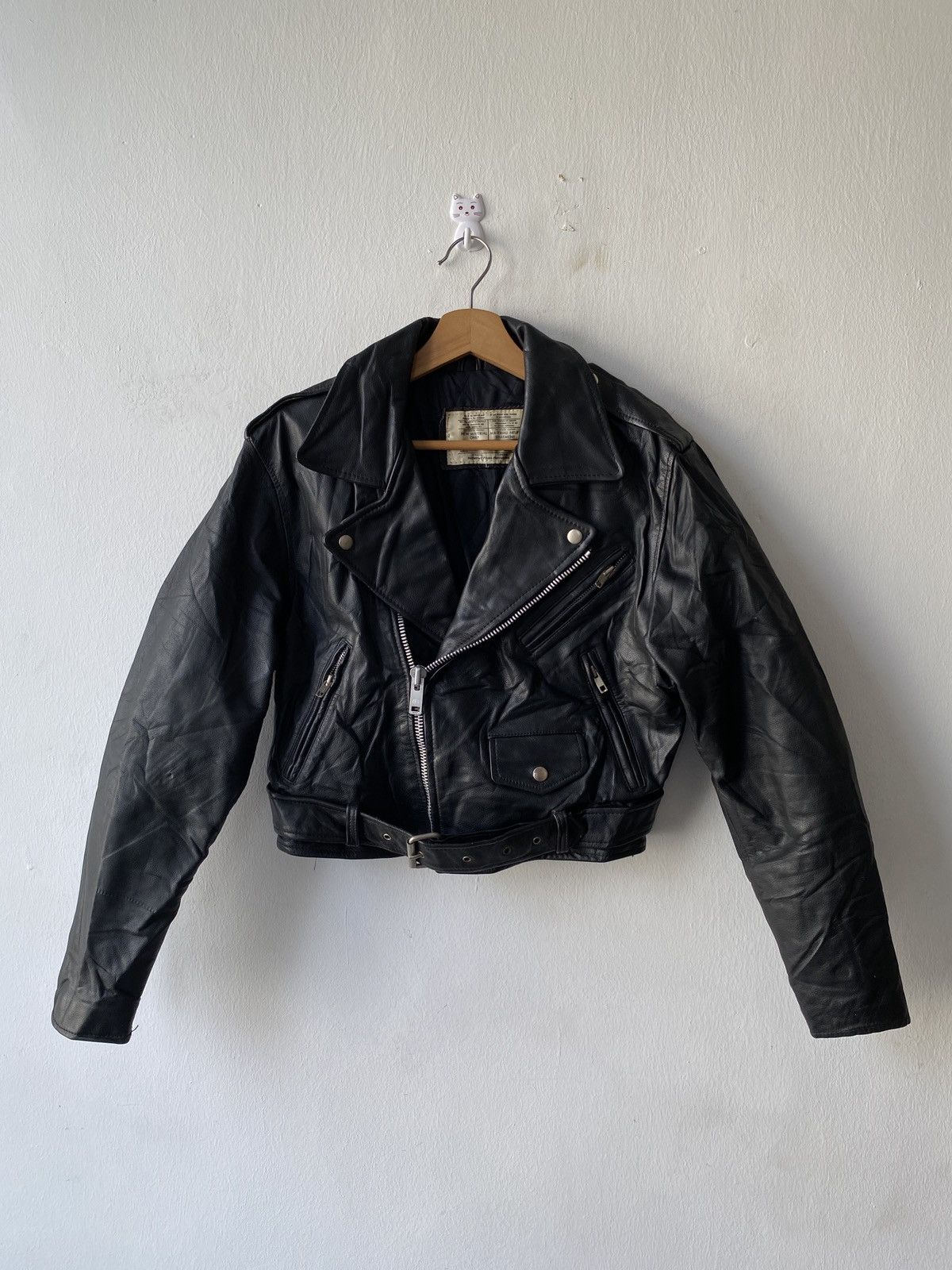 Genuine Leather Vintage 90s Double Collar Genuine Leather Biker Jacket Size US M / EU 48-50 / 2 - 4 Thumbnail