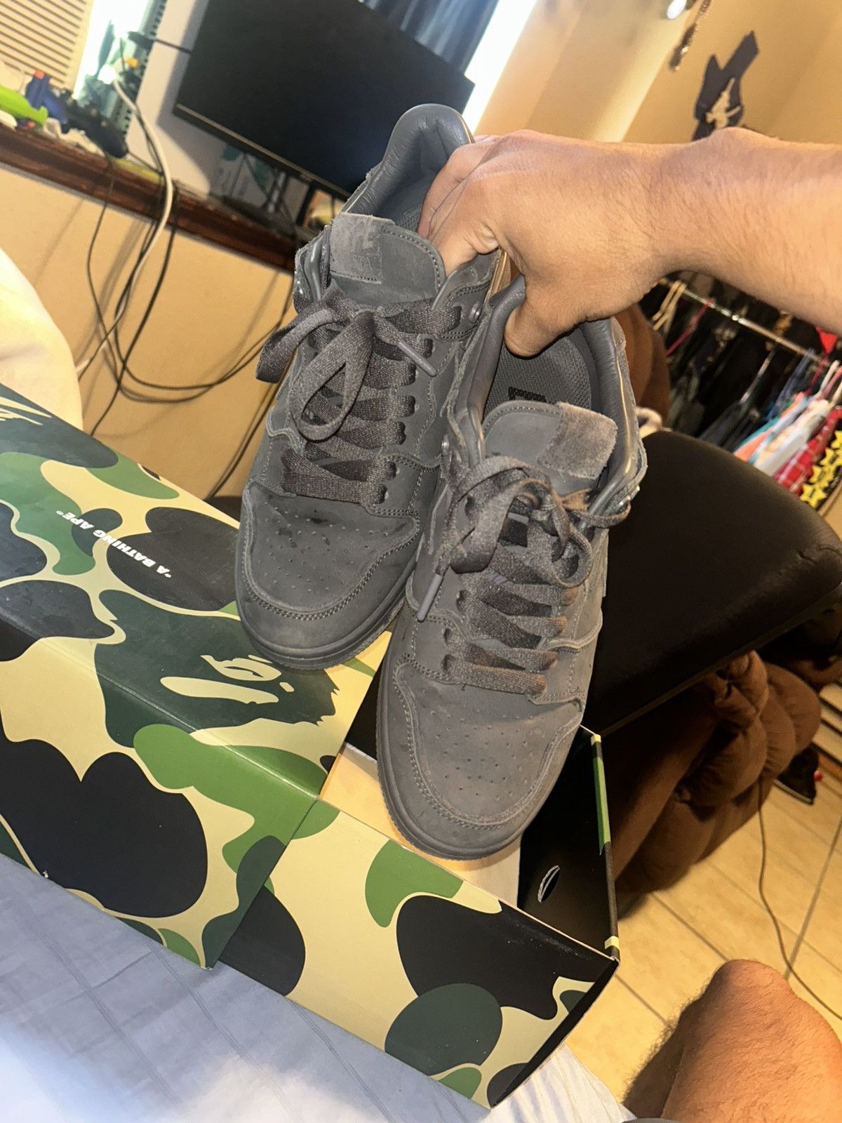 Bape Nubuck triple black sk8sta Size US 9 / EU 42 - 4 Thumbnail