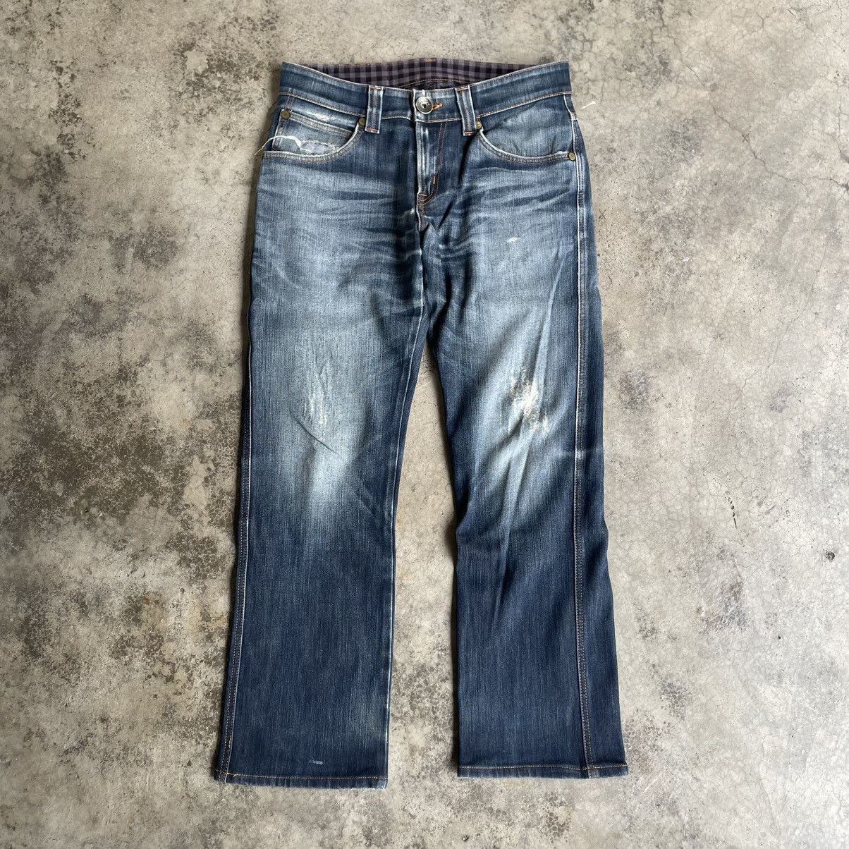 Edwin 🔥Vintage Edwin E503 Blue Trip Ripped Distress Denim Jeans Size US 33 - 1 Thumbnail